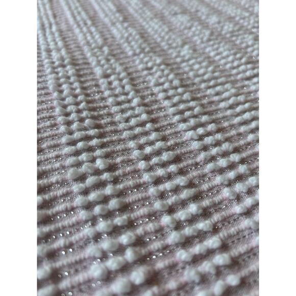 Vintage Chenille Bedspread Pink White Pearl Lurex 104X88 Mid Century Mod Fringe - Picture 4 of 15